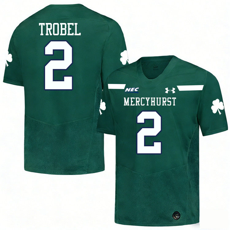 Mercyhurst Lakers #2 Brian Trobel College Football Jerseys,Uniforms Stitched-Green